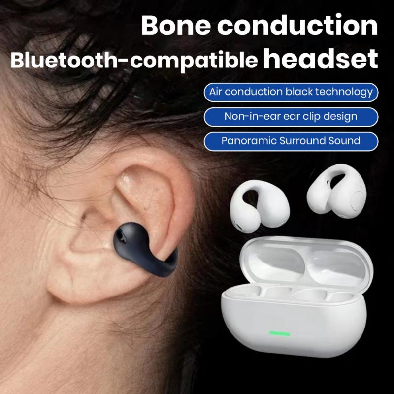 Auriculares de conducción ósea, auriculares abiertos inalámbricos,  auriculares Bluetooth de conducción de aire con micrófono, sonido estéreo  6D, 7