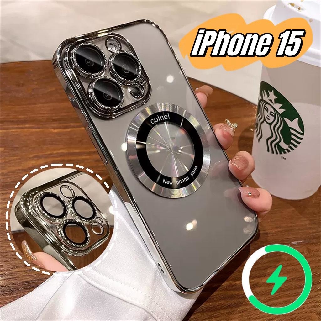 Funda plateada transparente para Apple iPhone 15 14 12 11 13 Pro Max 14 15  Plus 14Pro MAX lente de cámara protege la cubierta del teléfono a prueba de  golpes