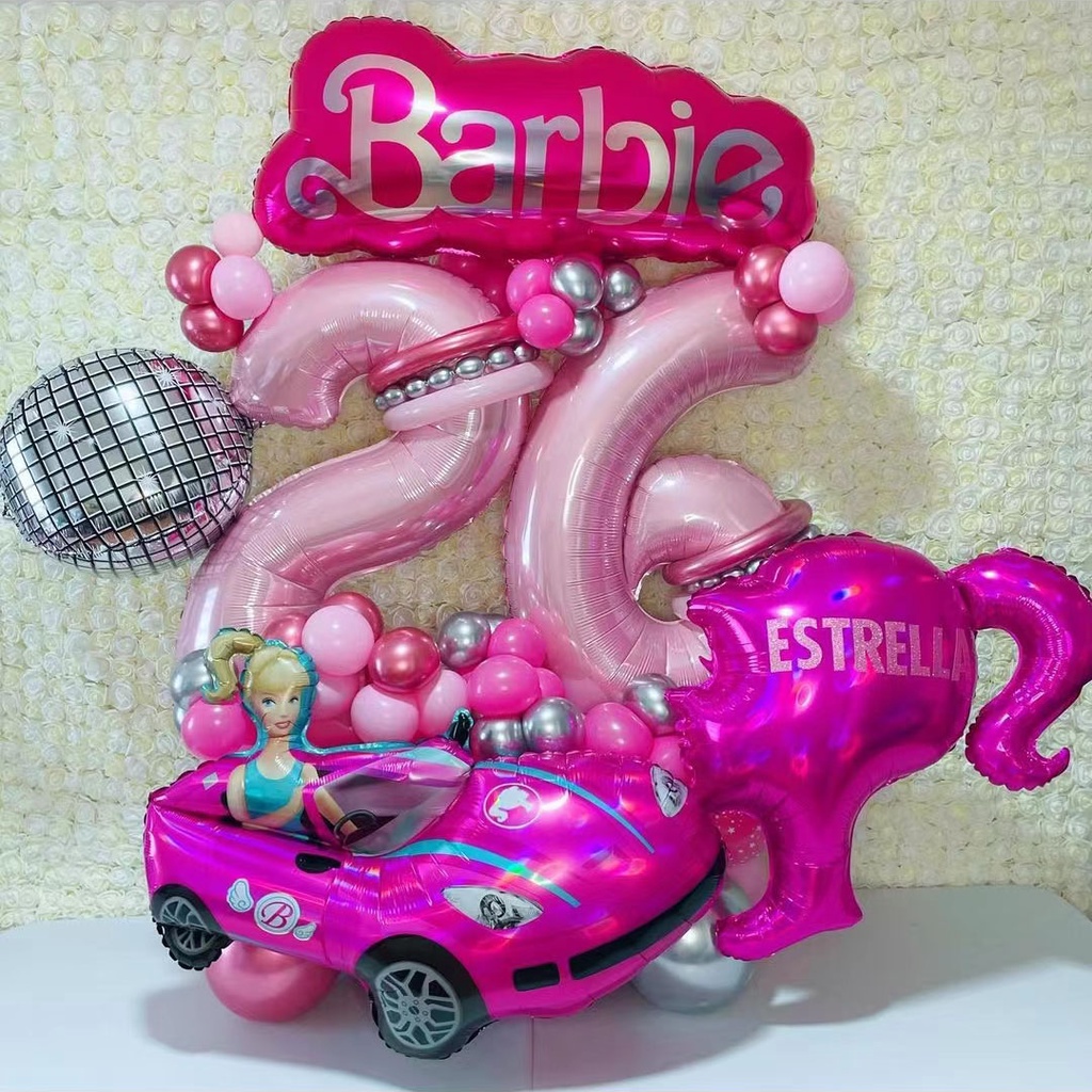 Barbie Globo Rosa Guirnalda Arco Kit De Látex Globos De Aire Baby Shower  Niña Fiesta De Cumpleaños Boda Decoración Suministros