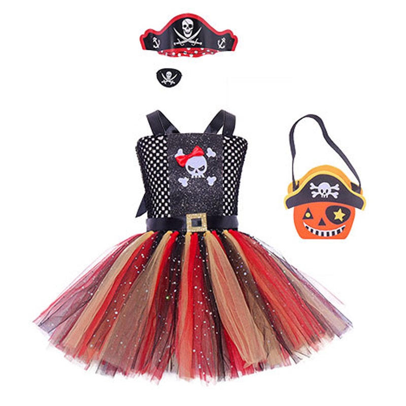 DKINY Set De Disfraz De Pirata Para Niños – 9 Accesorios Con Chaleco, Espada, Parche Y Monedas