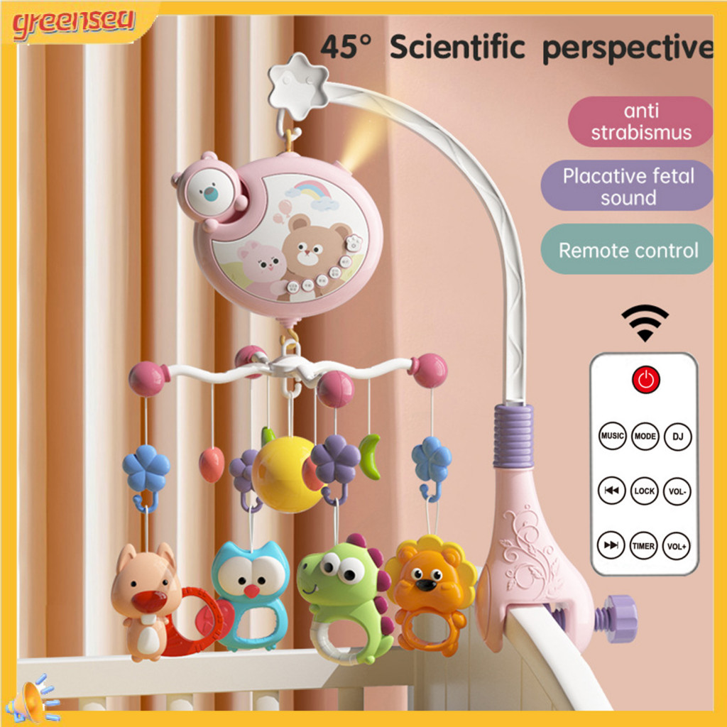 Baby Crib Rattle with Starlight Projection Soft Music Box for Soothing ...