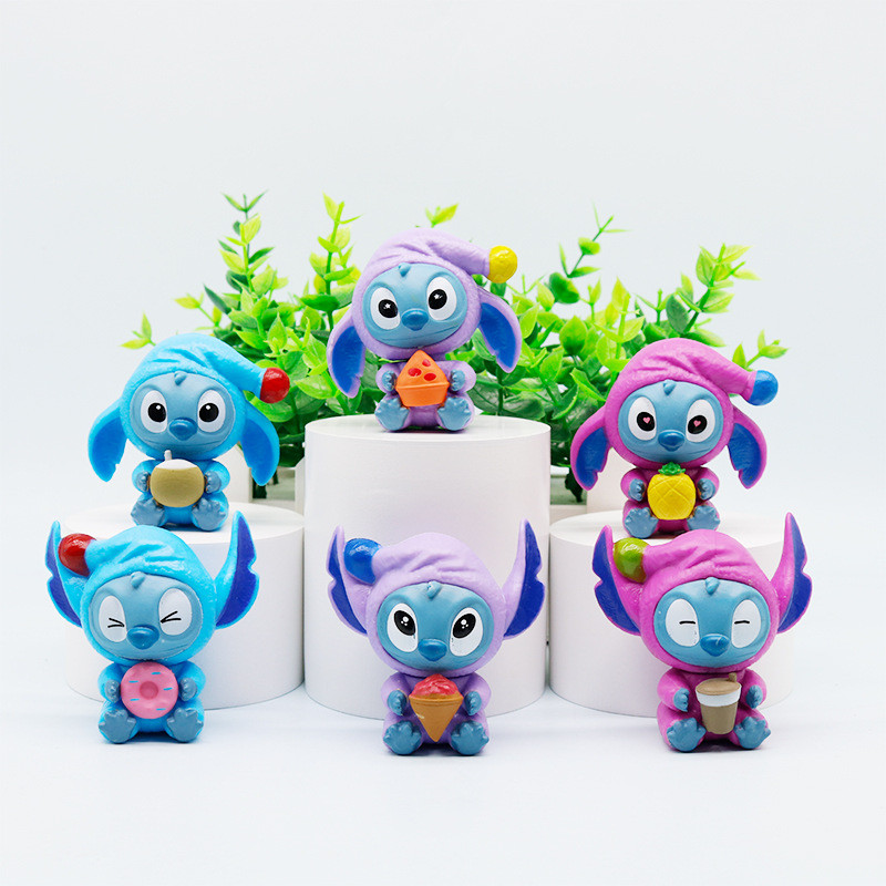 ST3 6pcs Stitch Figura De Acción Postre Frutas Modelo Muñecas Juguetes ...