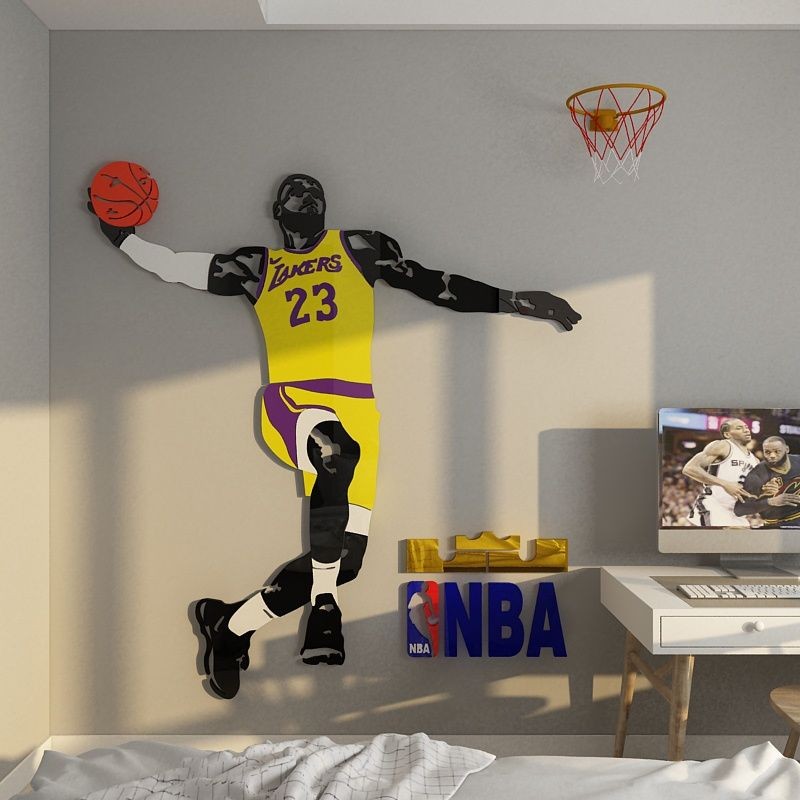 篮球 NBA ⊱ 姆 斯 体育 海报 墙 贴 男生 房间 布置 宿舍 床 头 背景 创意 3d 立体 Baloncesto James ...