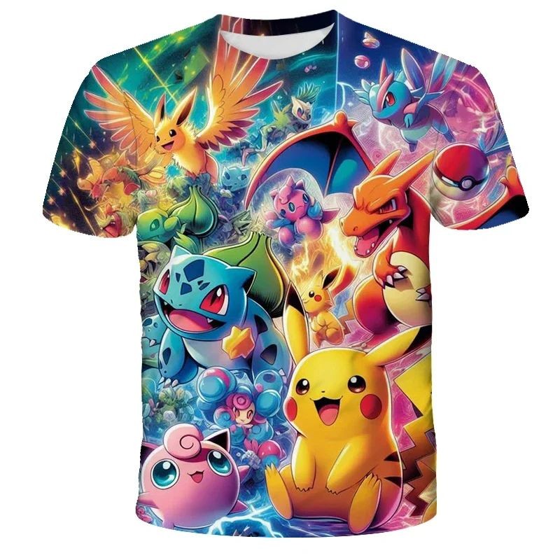 Nuevo Anime Pikachu Niños 3D Moda Cosplay Camiseta Pokemon Niñas Ropa ...