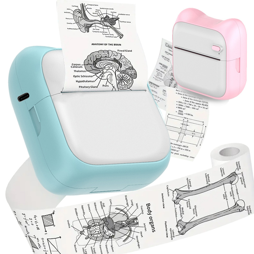 Mini Stampante Termica Portatile Da 300 DPI, Wireless BT, Per Foto, Ricevute, Note E Adesivi, Con 1 Rotolo Di Carta 57mm