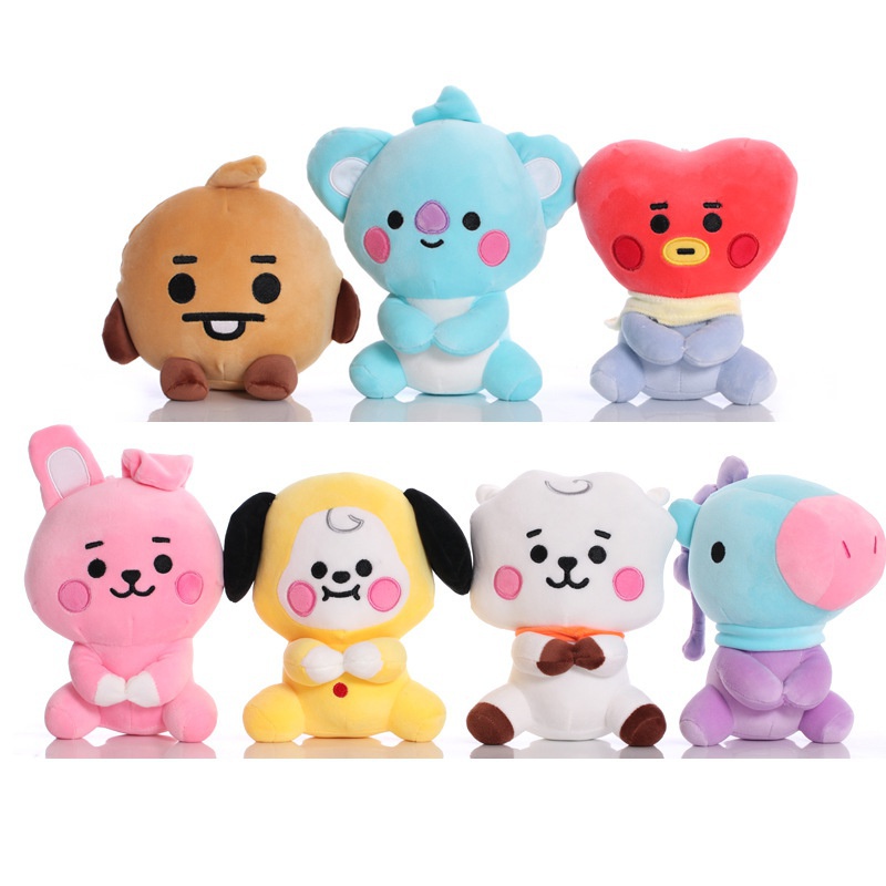 Kpop BTS Bebé Kawaii Animales De Peluche Juguete TATA COOKY CHIMMY SHOOKY  KOYA RJ MANG Muñeca Linda Sentada Almohada Niños Regalos