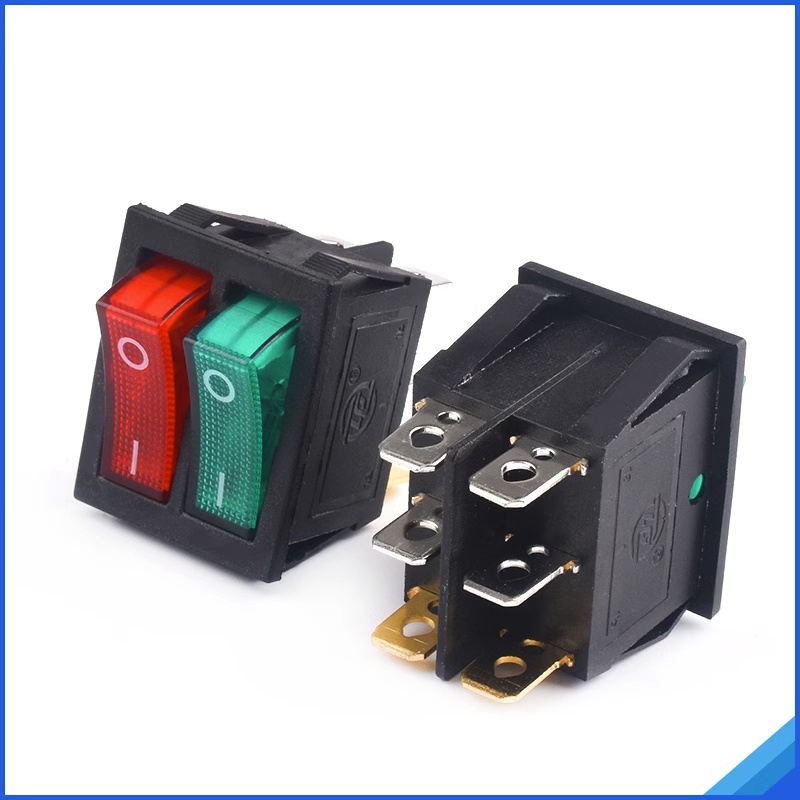 Interruptor Basculante Doble Kcd6 Rojo Verde Con Luz 2-velocidades 6 ...