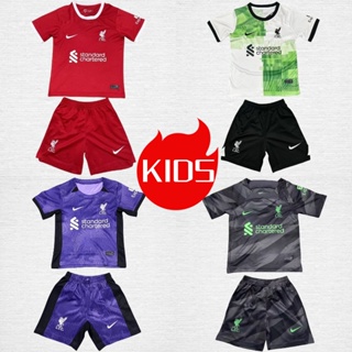 Camiseta y Pantalón Futbol Niños Liverpool Portero Negro 2023-2024