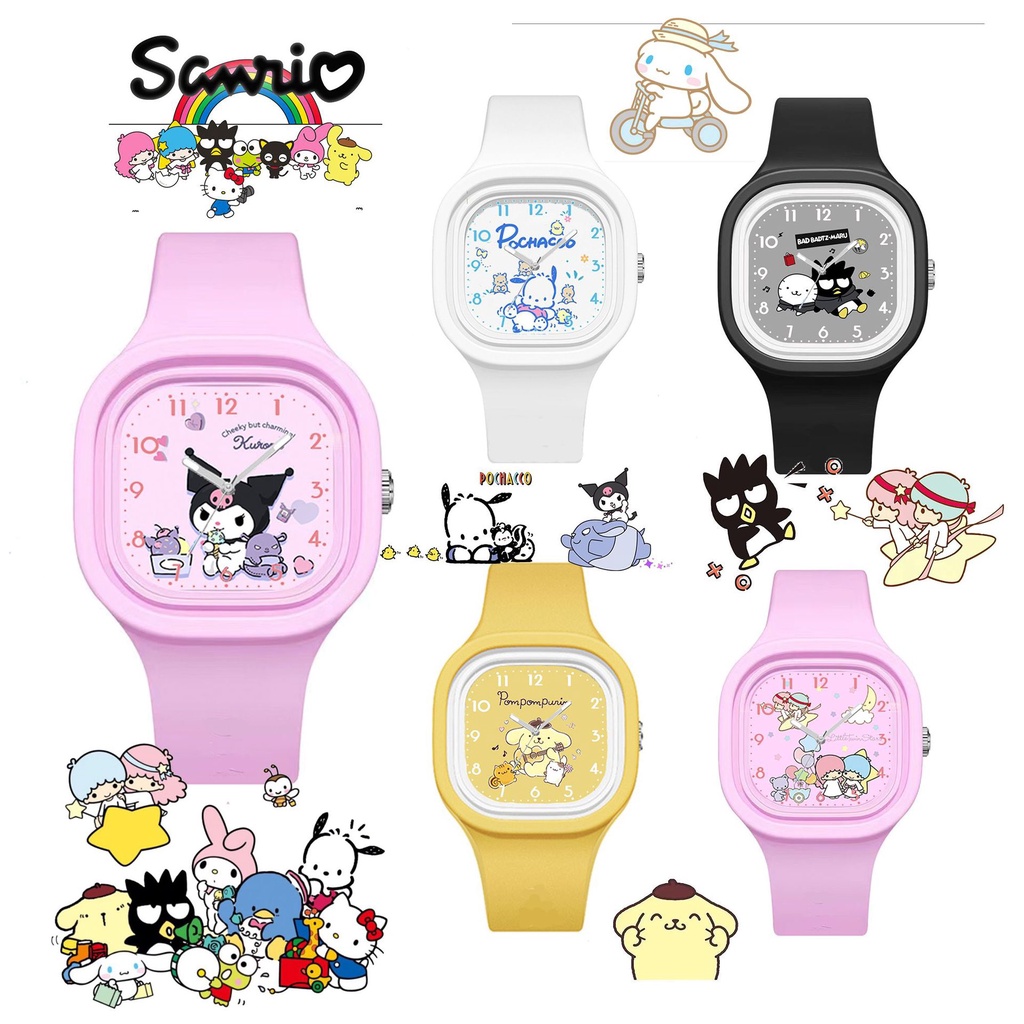 Sanrio Chica Mujer Reloj De Dibujos Animados Hello Kitty Piel Linda  Cuadrado Pochacco Purin Kuromi Gemini Melodía Kt Gato | Shopee Colombia