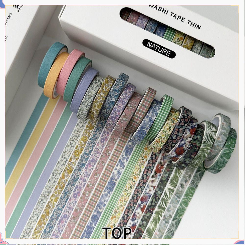 5rolls/Pack Macaron Color Series Solid And Washi Tape, Cartoon