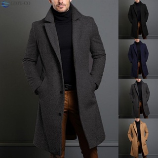 Gabardina de lana para hombre, Chaqueta larga de lana con solapa de un solo  pecho, abrigo