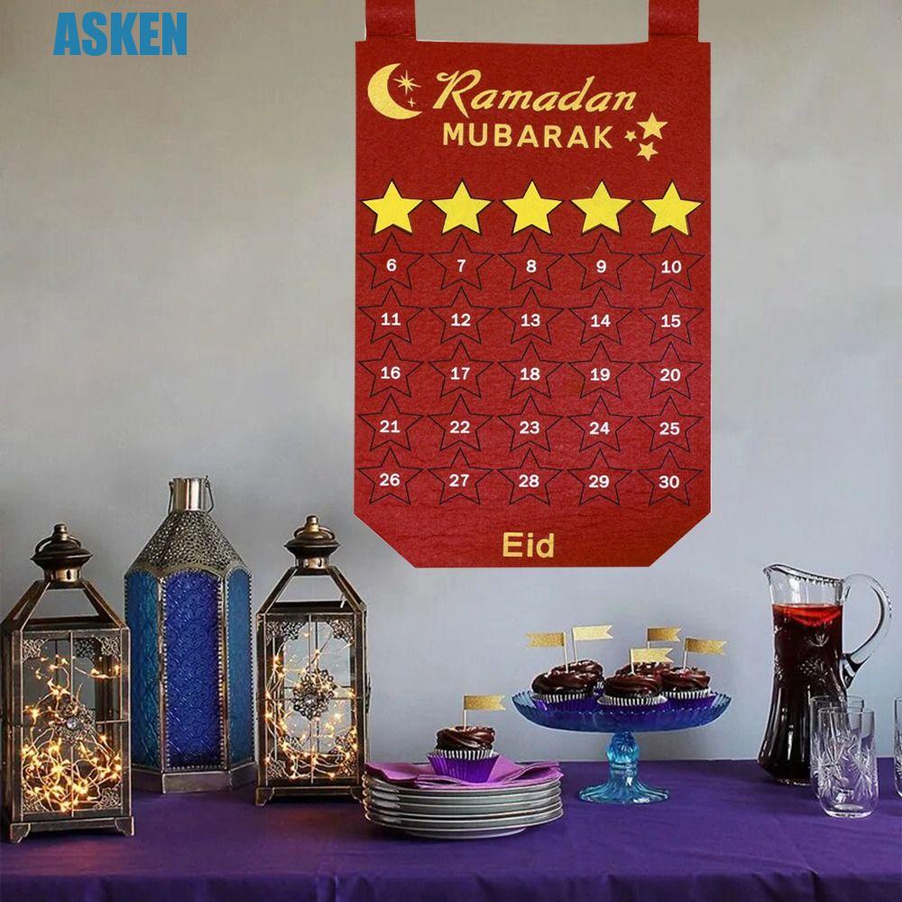 Calendario de ramadán de fieltro DIY Eid Mubarak con bolsillo para niños,  regalos, calendario de cuenta