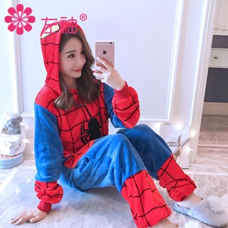 Pijama Spiderman One Piece Pijama Cómodo y Suave para Mujer