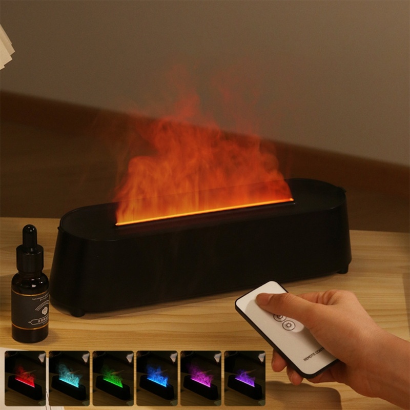Difusor de aceite esencial – Humidificador de niebla fría de aromaterapia  para dormitorio, llama simulada, luz nocturna, difusor de aroma apagado