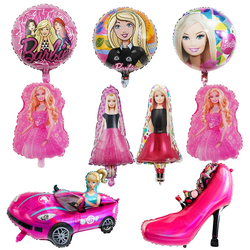 Globos de aluminio adecuados para decoración de fiesta de Barbie, varios  globos adecuados para fiestas de Barbie, juego de globos adecuados para