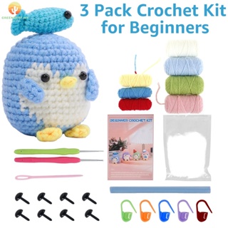 Kit de ganchillo para principiantes – 3 piezas de lindos conjuntos de tejer  naranjas para adultos y niños, kit de inicio de ganchillo con tutoriales