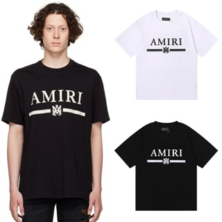 Camiseta de lujo para hombre - Camiseta blanca Amiri con logotipo impreso  en negro