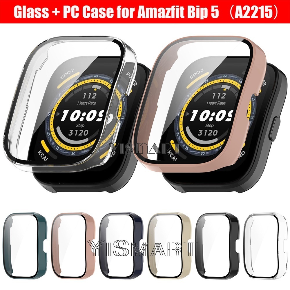 Cristal + Funda Para Amazfit Bip 5 A2215 PC Todo Alrededor Parachoques  Cubierta Protectora Protector De Pantalla Bip5 Accesorios