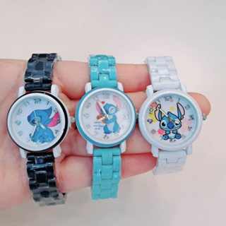 Reloj despertador de Stitch de dibujos animados de Disney, luz LED