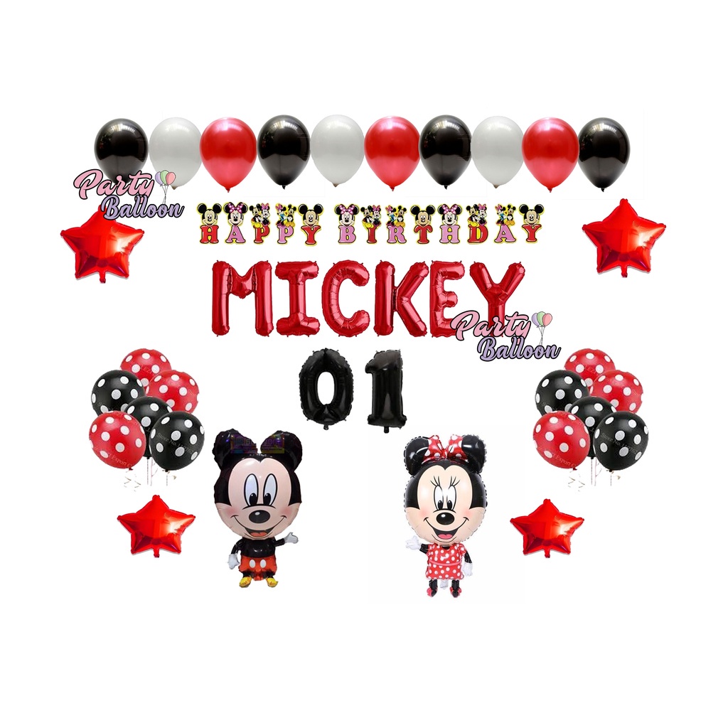 Mickey Mouse Globos Banner Topper Decoracion Para Cumpleaños De Niños 2  Años Set