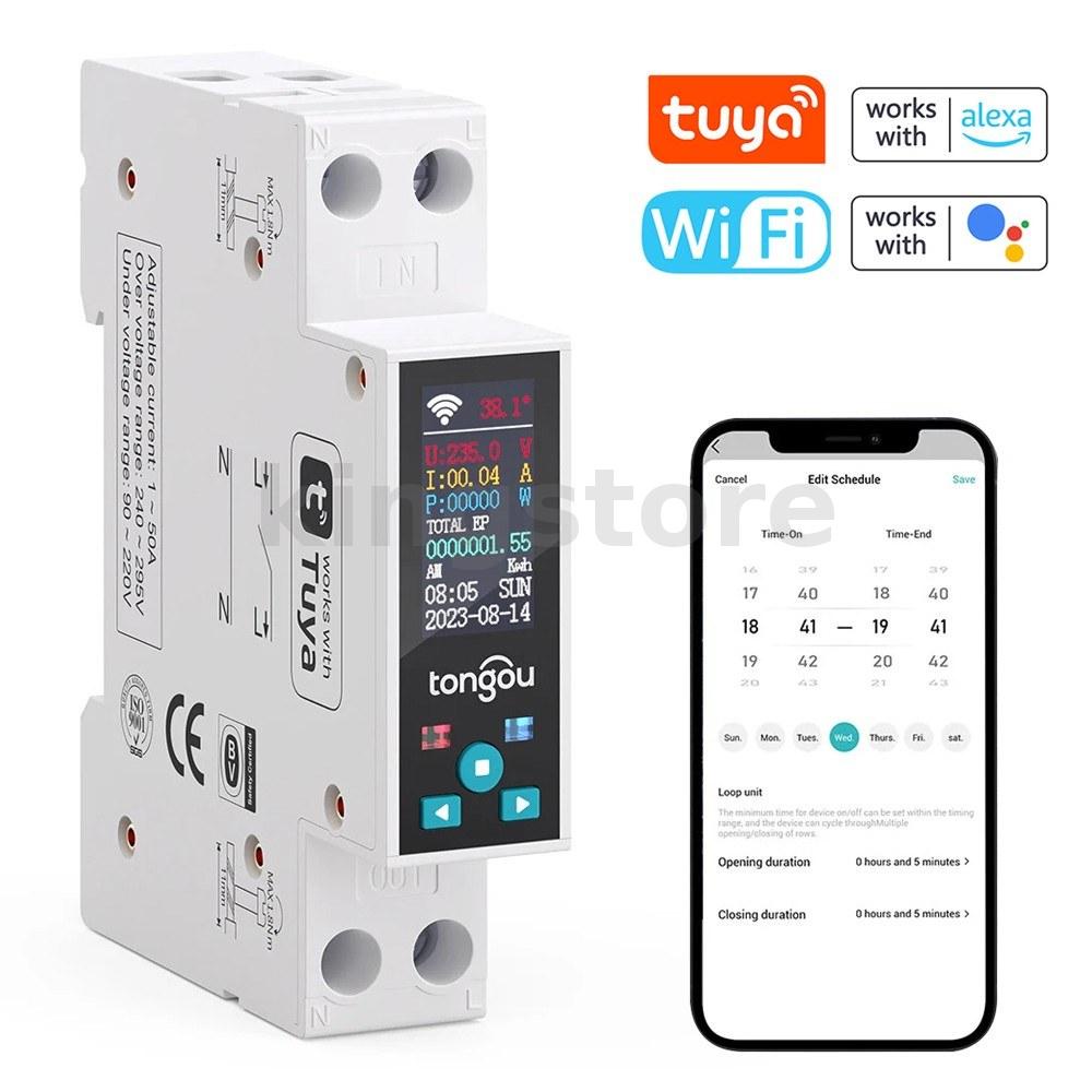 Tongou Tuya Wifi 35mm DIN RAIL Switch Medidor Inteligente Disyuntor LED De  Energía KWh Temporizador De Potencia Relé Control APP