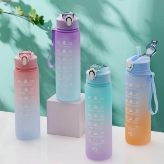 Botellas de agua deportivas de 2 litros, botella portátil de boca ancha a  prueba de fugas, taza espacial de plástico con pajita para deportes al aire