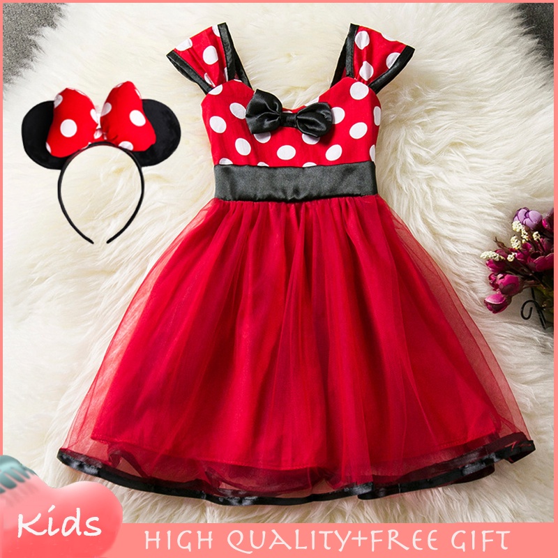 Niñas Minnie Mouse Disfraz con diadema Tul Vestido Cosplay