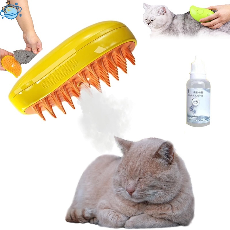 Cepillo de vapor para gatos, cepillo de aseo con vapor para gatos 3 en 1, cepillo  de vapor para gatos autolimpiante, cepillo de pelo de gato para eliminar el  pelo enredado y