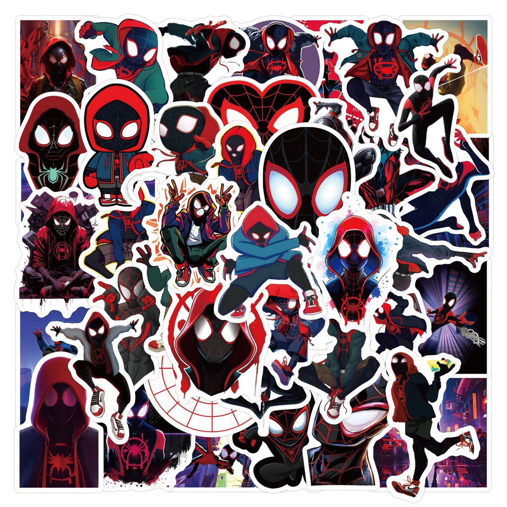 J· Juego de Pegatinas Impermeables de Miles Morales Spider-Man de Dibujos  Animados, 54und