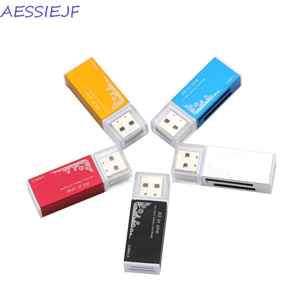 Comprar Tarjeta de memoria inteligente multifunción para ordenador  portátil, adaptador de lector de tarjetas USB 2,0 de aleación de aluminio  con 4 ranuras, SD/MS/M2/TF