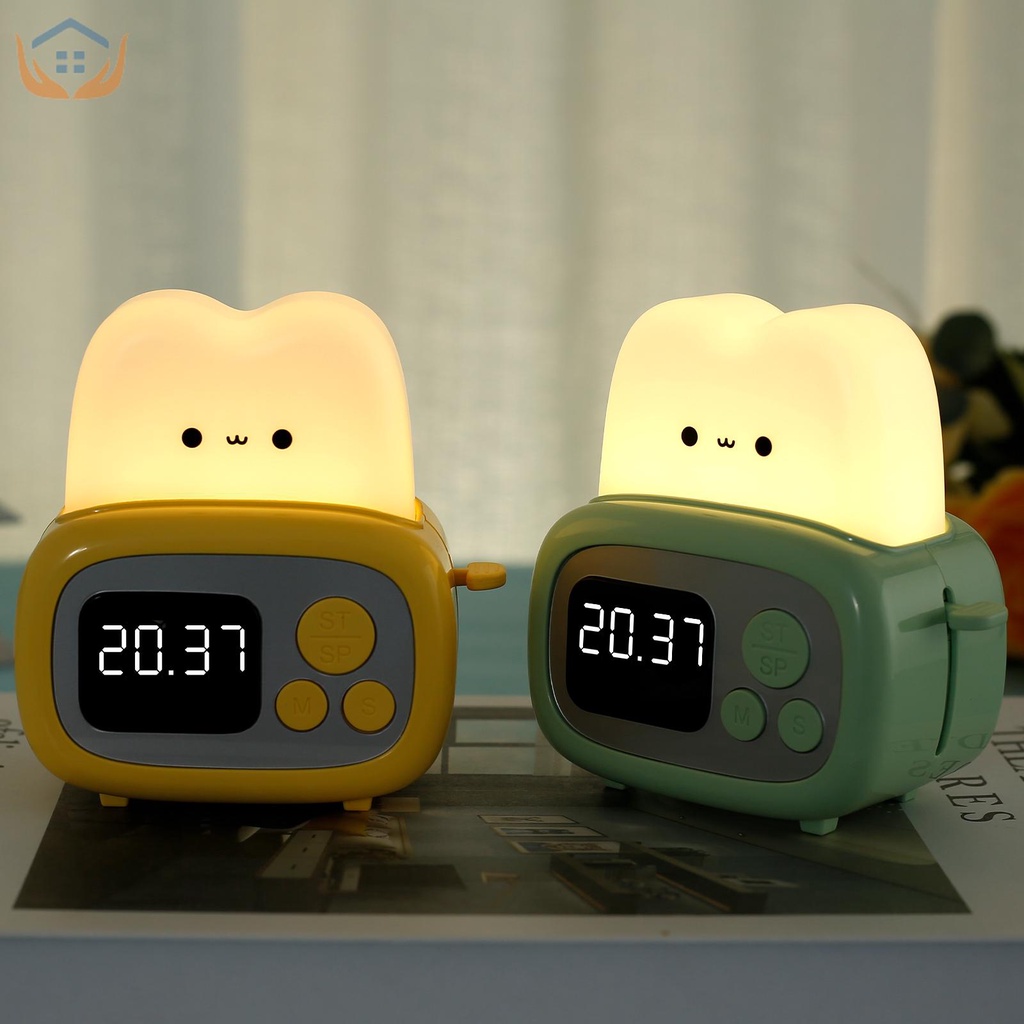 Reloj despertador multifuncional para niños, luz de noche para mesita de  noche