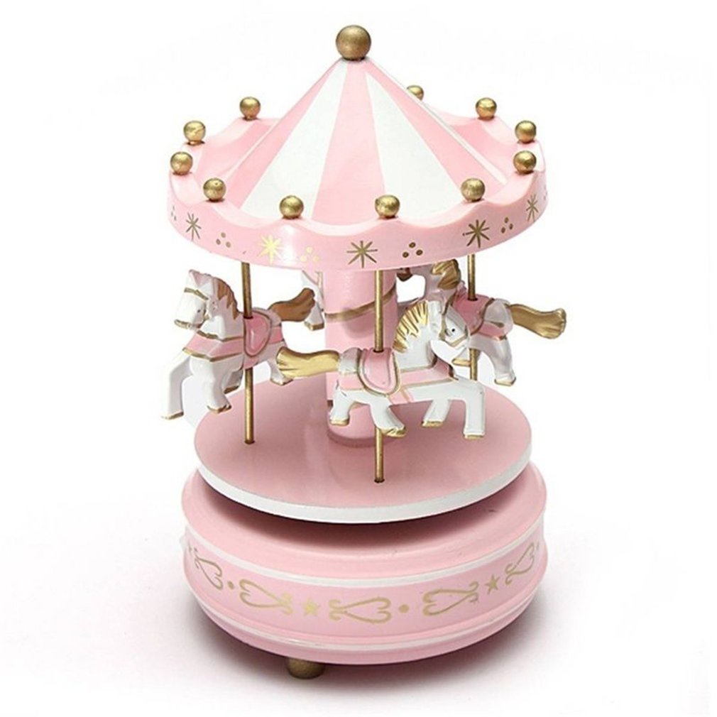 Carrusel De Madera Merry Go Round Caja De Musica Juguetes Para Ninos Regalo Musical De Cuerda