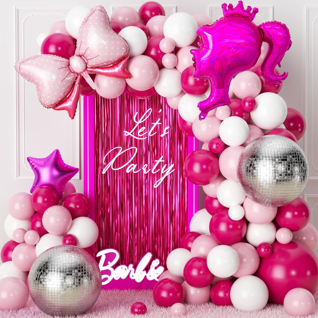 Globos de látex de Barbie para decoración de fiesta de cumpleaños, decoración  de boda para adultos, niña rosa, helio, Baby Shower, Princesa, 12/24 piezas