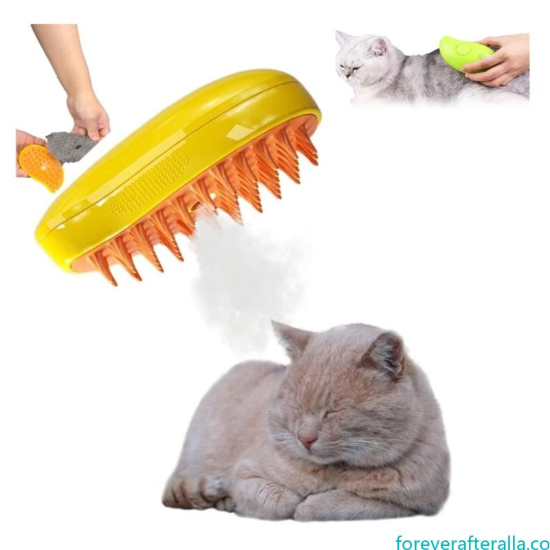 Cepillo de vapor para gatos 3 en 1, cepillo de vapor autolimpiante para  gatos, masaje de cepillo de vapor para gatos
