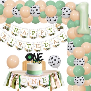  Decoraciones de cumpleaños de 4 años para niñas y niños,  decoración de cumpleaños de 4 años con globos de fiesta verde salvia  dorados, globo de papel de aluminio dorado crema número