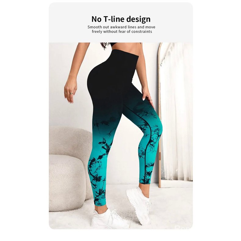 Tie Dye Yoga Pantalones Leggings Deporte Mujeres Cintura Alta sin