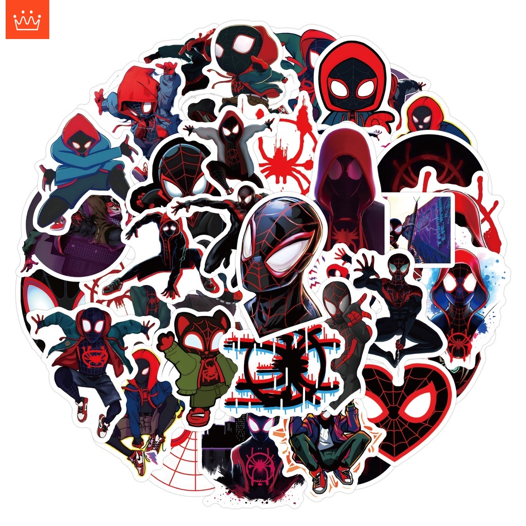 J· Juego de Pegatinas Impermeables de Miles Morales Spider-Man de Dibujos  Animados, 54und