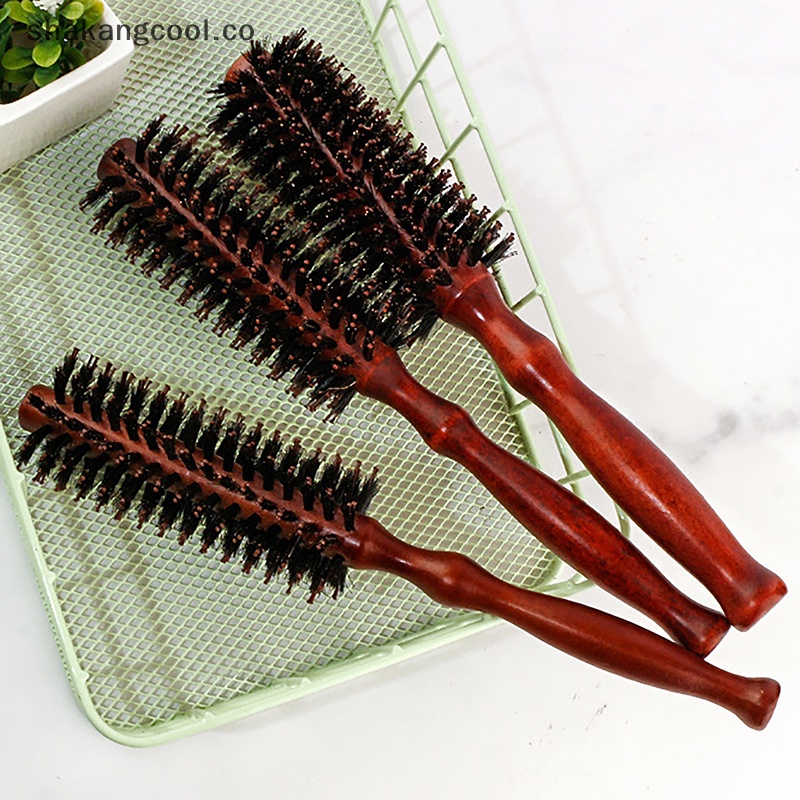 1 peine redondo, cepillo de pelo con cerdas, peine, rodillo, rizador,  herramienta de peluquería DIY con mango de madera Rojo Verde