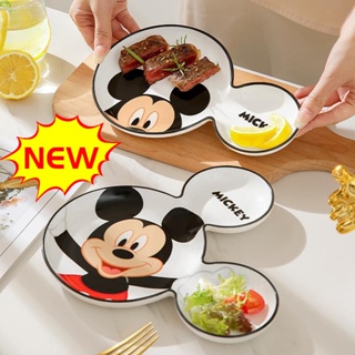 Disney-vajilla de cerámica de dibujos animados de Mickey Mouse y Minnie,  tazón de arroz, tazón