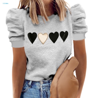 Camisetas de manga larga para mujer, de gran tamaño, sueltas, con estampado  de corazón, casual, cuello redondo, blusa suave, de manga larga blanca