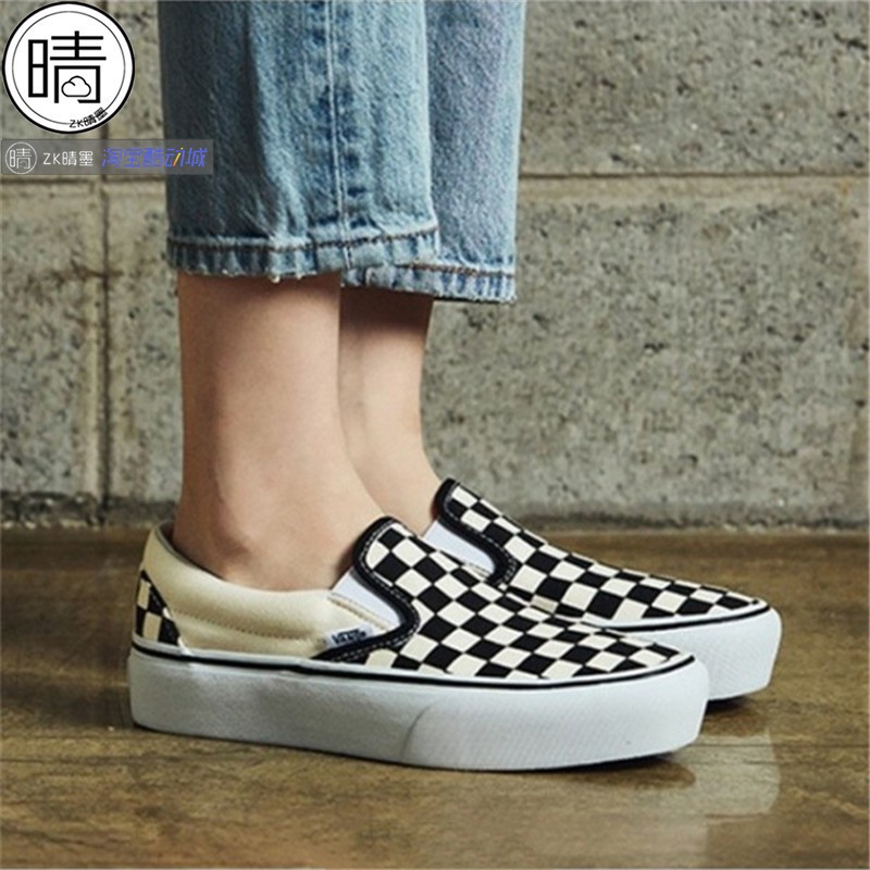 VAN Slip On Plataforma Suela Gruesa Tablero De Ajedrez Zapato