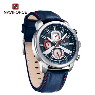 NAVIFORCE Relojes deportivos para hombre, analógico, de cuarzo, cronógrafo,  correa de cuero, reloj de pulsera, Deporte