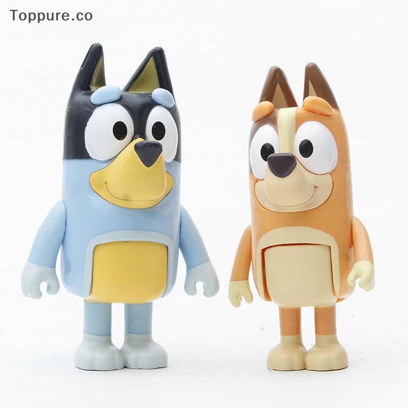 Figura de Bingo Bluey de 4 a 12 piezas para niños, juguete de la familia,  Bandit Chilli, figura de acción de PVC de dibujos animados, modelo  coleccionable, regalo de cumpleaños y Navidad