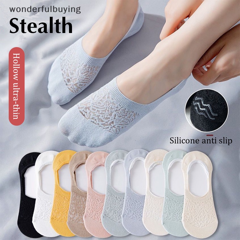 Calcetines tobilleros con punta de cinco dedos para mujer, zapatillas  invisibles, tacón alto, corte bajo - AliExpress