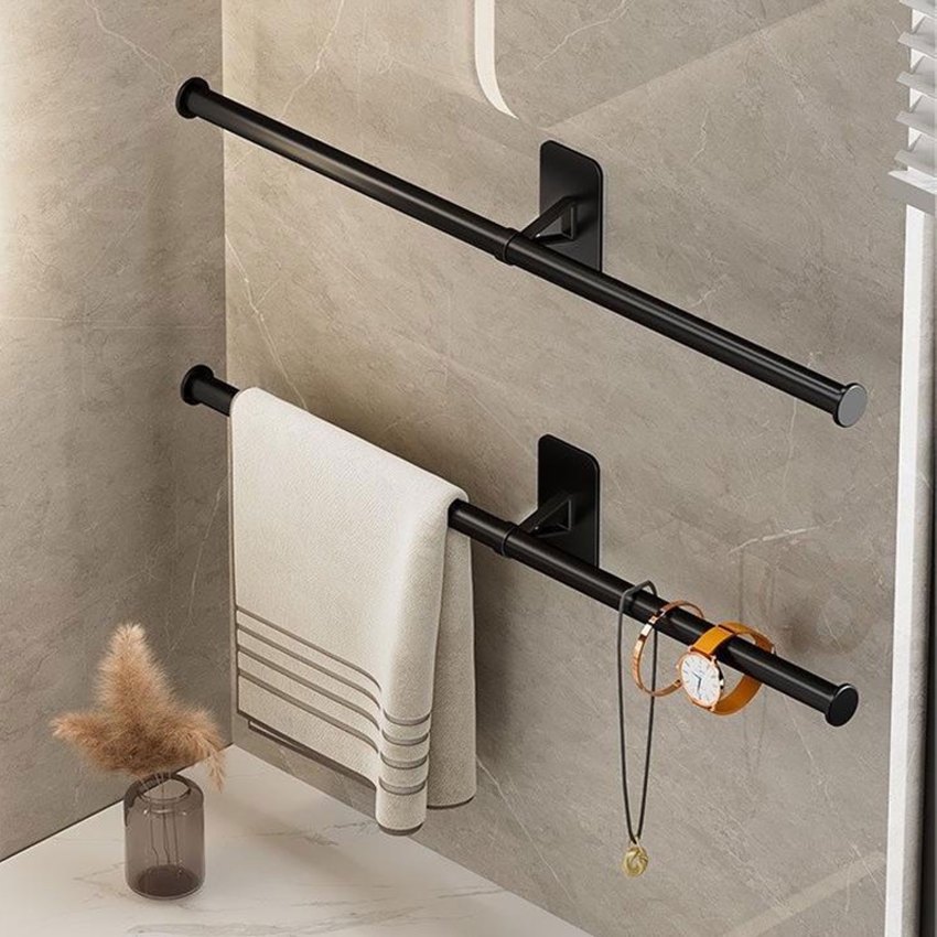 Sobre la puerta toallero de mano toallero soporte de toalla de mano  toallero, estante doble para toallas con ganchos, organizador de estante de  ducha