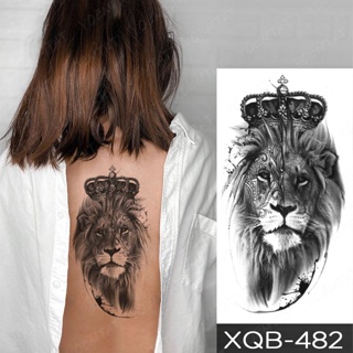 Comprar Tatuajes temporales de corona de León y flor para mujeres, hombres,  niños y niños, tatuaje de esqueleto de tigre negro, pegatina de brújula  falsa, tatuajes de media manga