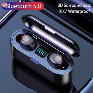 Auriculares inalámbricos Bluetooth 5.0, auriculares deportivos  intrauditivos TWS estéreo con micrófono HiFi Bass IPX7 impermeable, estuche  de