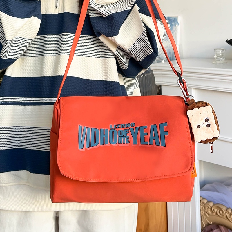 Bolso De Hombro Grande De Nylon Transversal Para Mujer En Color Naranja  Para Uso Diario