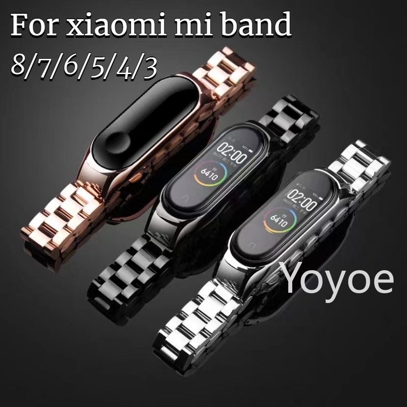 Correa de Metal para Xiaomi Mi Band 8, pulsera de acero inoxidable,  repuesto para Mi Band