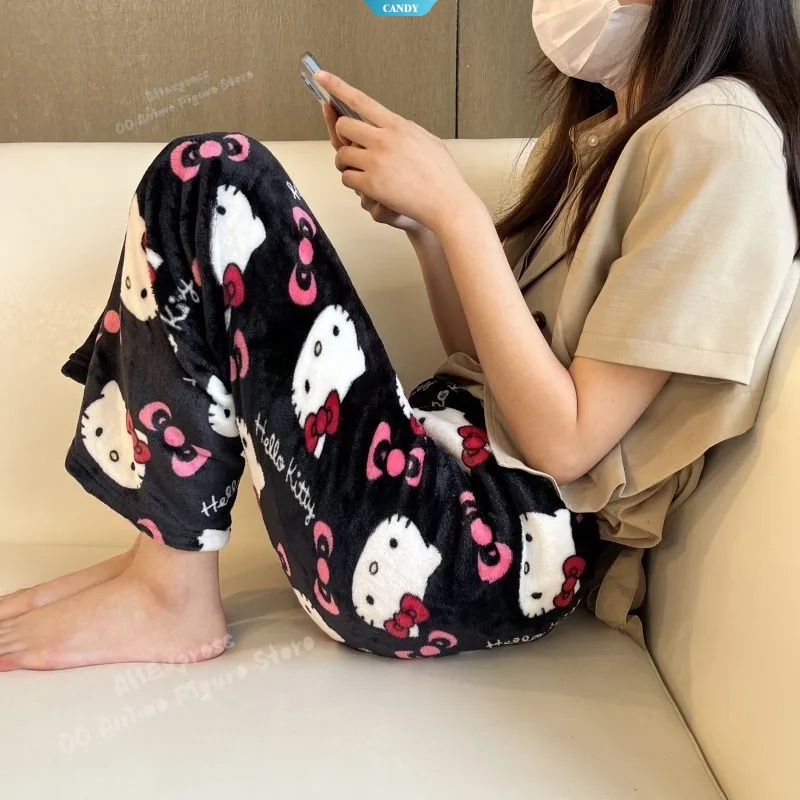 Cool Sanrio Hello Kitty Calabaza Kt Gato Franela Pijama Pantalones